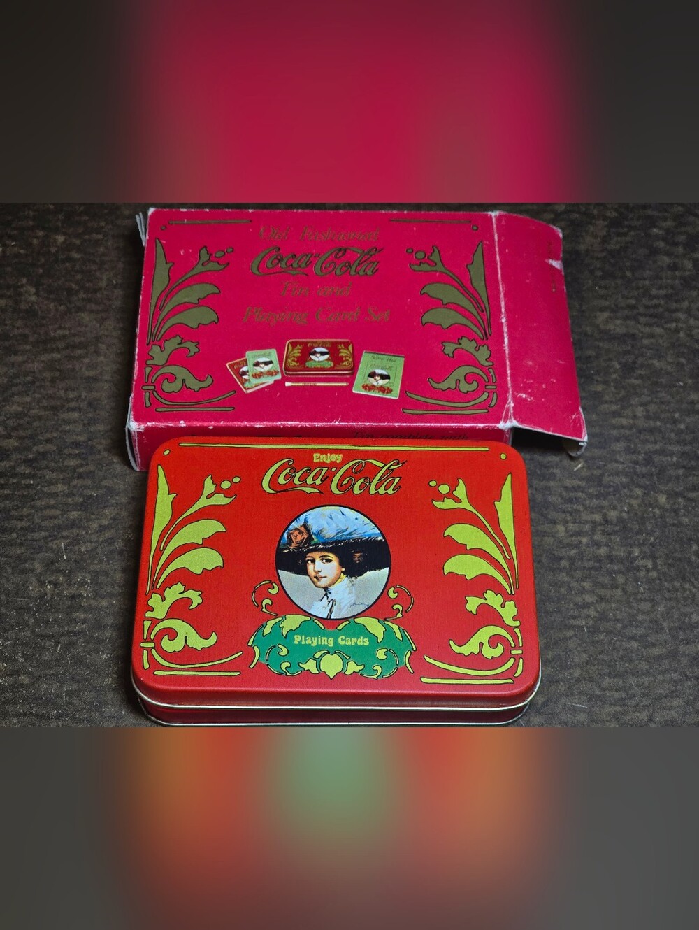 Coca-Cola Vintage 1980's - Tin Playing Card Set - Rare To Find Complete